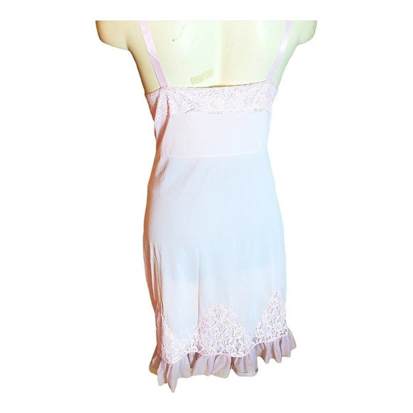 VTG Nani Flower Full Size Slip Dress 38 Light Pink, Lace and Ruffle - Picture 4 of 7